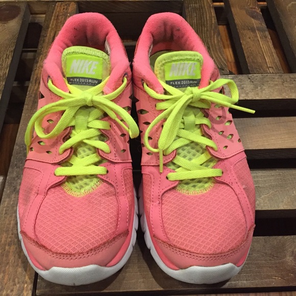 neon green and pink shoes